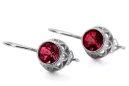 Sterling silver 925 Ruby Earrings Vintage Jewlery vec117s